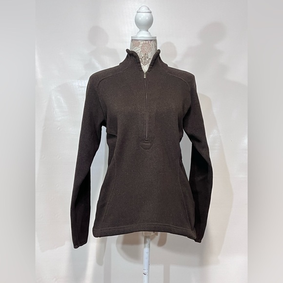 LANDS END Brown mock neck 1/4 zip sweater size 10-12.‎ - Picture 3 of 12
